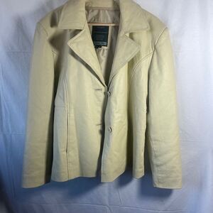 Sergio Vadducci Vintage Cream Leather Jacket Sz XL